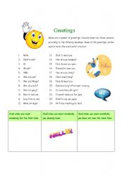 English Worksheet: Greeting phrases