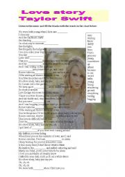 English Worksheet: Love Story Taylor Swift Lyrics