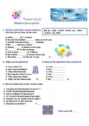 present simple - affirmative/ yes-no questions/sentence order