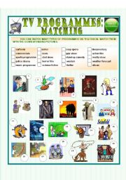 English Worksheet: TV programmes: matching