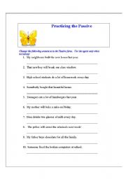 English Worksheet: Practicing the Passive