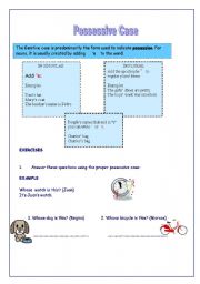 English worksheet: Possessive Case