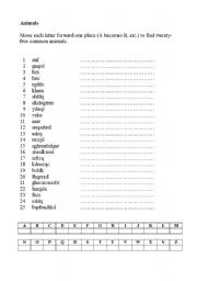 English worksheet: animals code