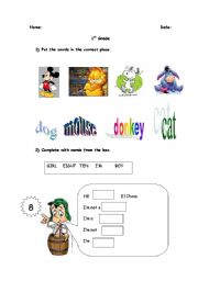 English Worksheet: 1st grade test