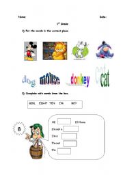 English worksheet: 1st grade test