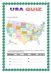 English Worksheet: USA QUIZ