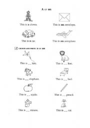 English worksheet: A -AN