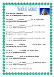 English worksheet: the whole world - SONG