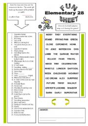 English Worksheet: Fun Sheet Elementary 28