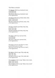 English worksheet: wheels on the bus song