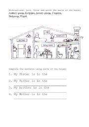 English Worksheet: parts of the house