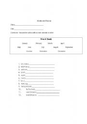 English worksheet: Unscramble the Months