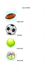 English worksheet: types of balls