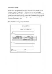 English worksheet: Write Telephone Message