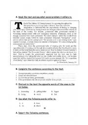 English Worksheet: THis Is The Culture Of Unemployment. 