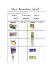 English Worksheet: What are these medicines used for #1
