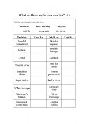 English worksheet: What are these medicines used for #3