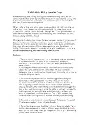 English Worksheet: Brief Guide to Writing Narrative Essays