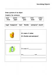 English Worksheet: Describing objects