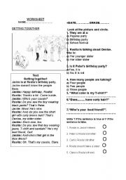 English worksheet: getting toguether