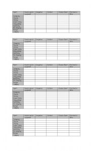 English worksheet: Sports chart