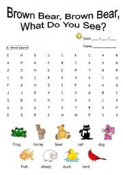 English Worksheet: Brown Bear, Brown Bear, What do you see?