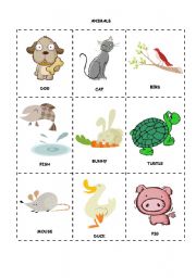 English Worksheet: Animals flashcards and matching worksheet