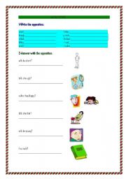 English Worksheet: OPPOSITES