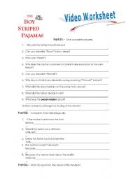 English Worksheet: the boy in striped pajamas