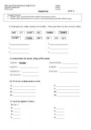 English worksheet: test for kids