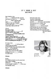 English Worksheet: Beyonce - If I were a boy