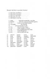 English worksheet: Modals exercises and family members