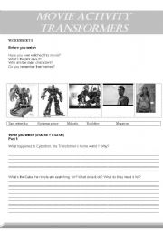 English Worksheet: Transformers - the movie