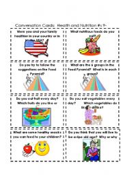 English Worksheet: Conversation Cards:  Health and Nutrition  #s 9-16