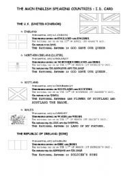 English Worksheet: THE MAIN ENGLISH SPEAKING COUNTRIES