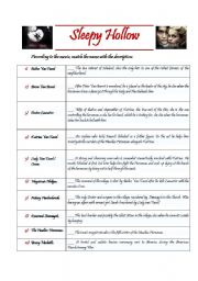 English Worksheet: Sleepy Hollow - movie worksheet