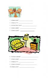 English worksheet: there is or there are