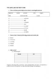English worksheet: VOCABULARY REVIEW JOBS