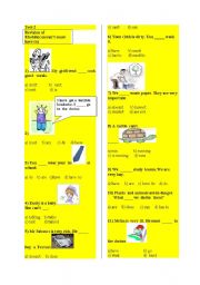 English Worksheet: can/cant-must-have to