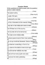 English Worksheet: Question Words