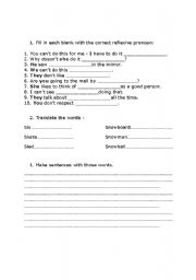 English Worksheet: Reflexive pronouns