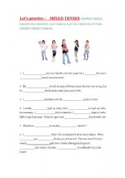 Mixed tenses - practice worksheet (2 pages)