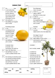 English Worksheet: Lemon Tree - Karaoke Gap-fill