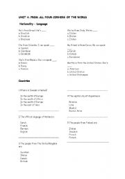 English Worksheet: Vocabulary countries