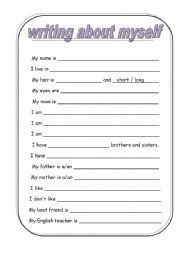 English Worksheet: Writing about myself