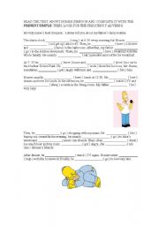 English Worksheet: Homer s Daily Routine