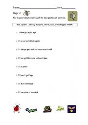 English worksheet: Bugs 3