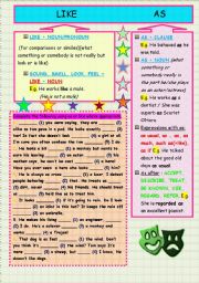 English Worksheet: LIKE - AS