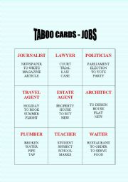 Taboo cards (No. 1) - JOBS