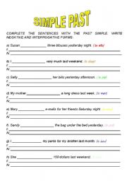 English Worksheet: SIMPLE PAST